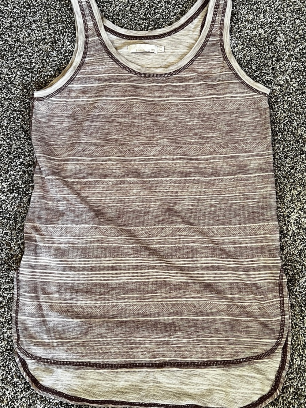 Prana Brown and Cream Striped Tank
